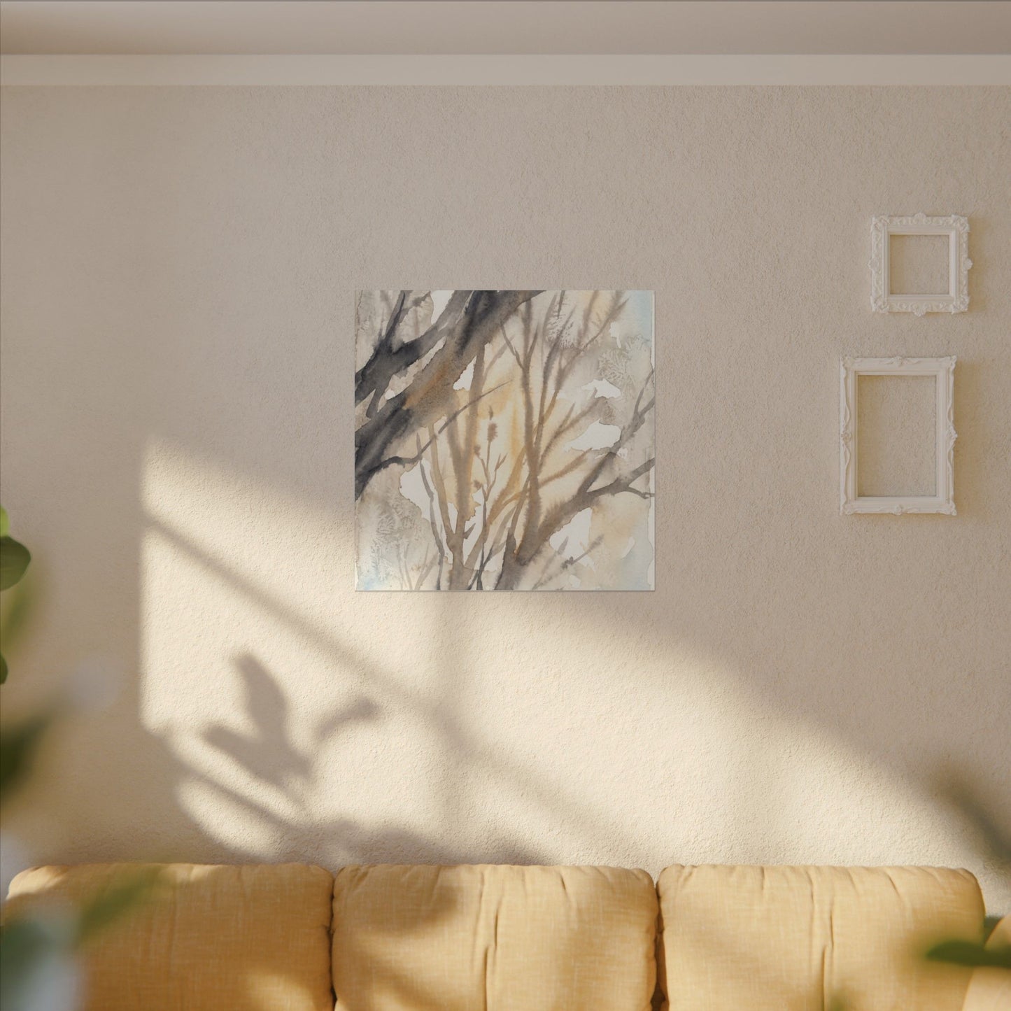 Ma Shadow Play Canvas Art - Japandi Watercolor