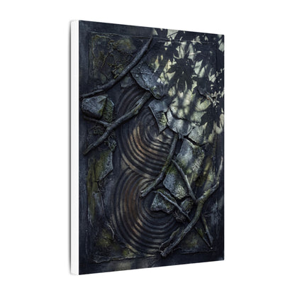Rock Garden Canvas Art | Winter Dark Japandi Dark Texture Art