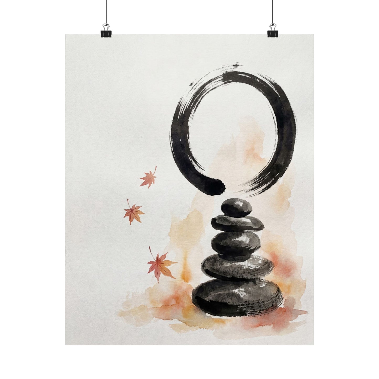 Tranquil River Stones Wall Art Print - Enso Zen Art Print