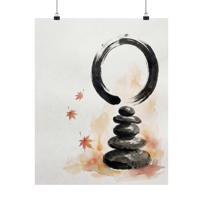 Tranquil River Stones Wall Art Print - Enso Zen Art Print