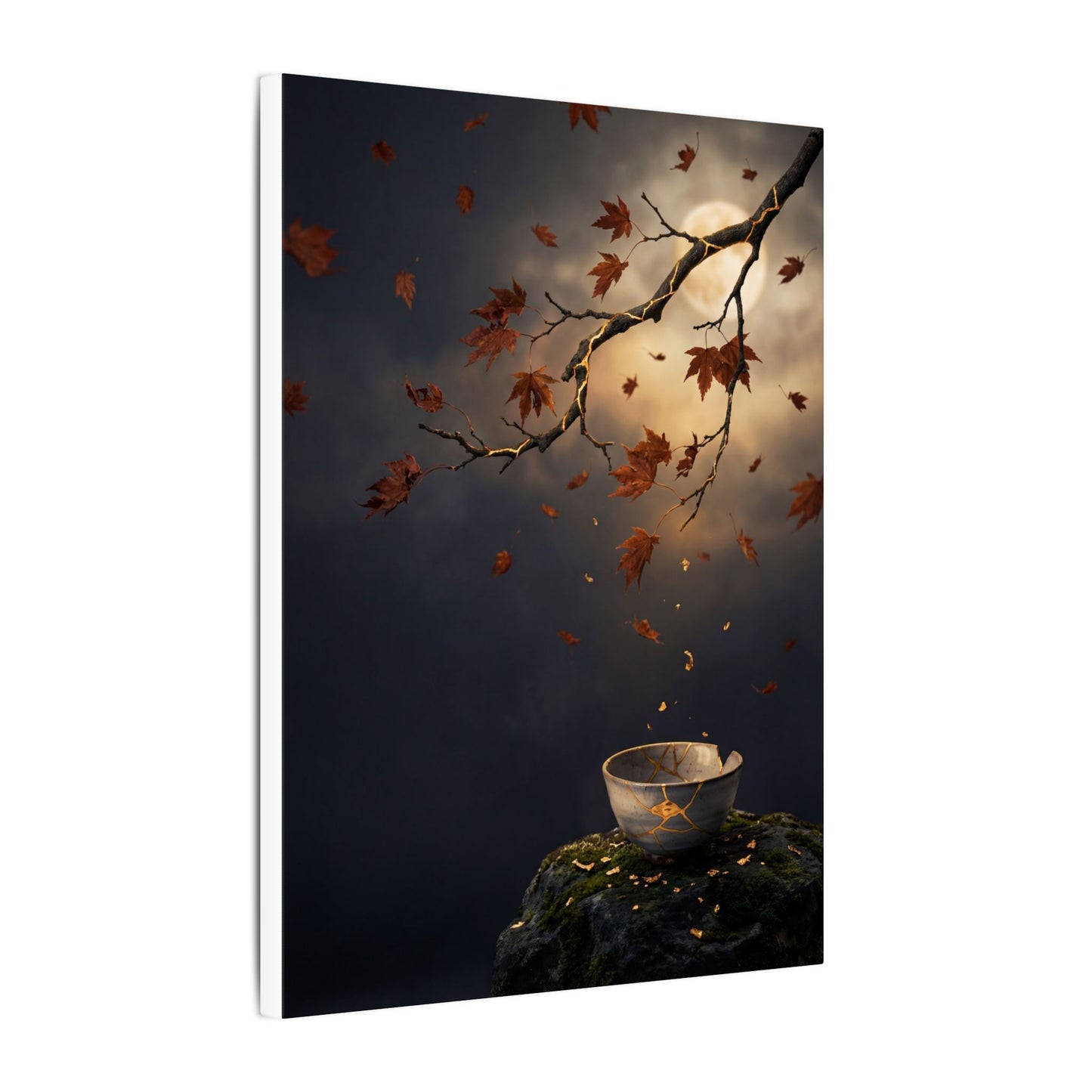 Moonlit Garden Gold Repair Canvas Art | Beautiful Kintsugi Art