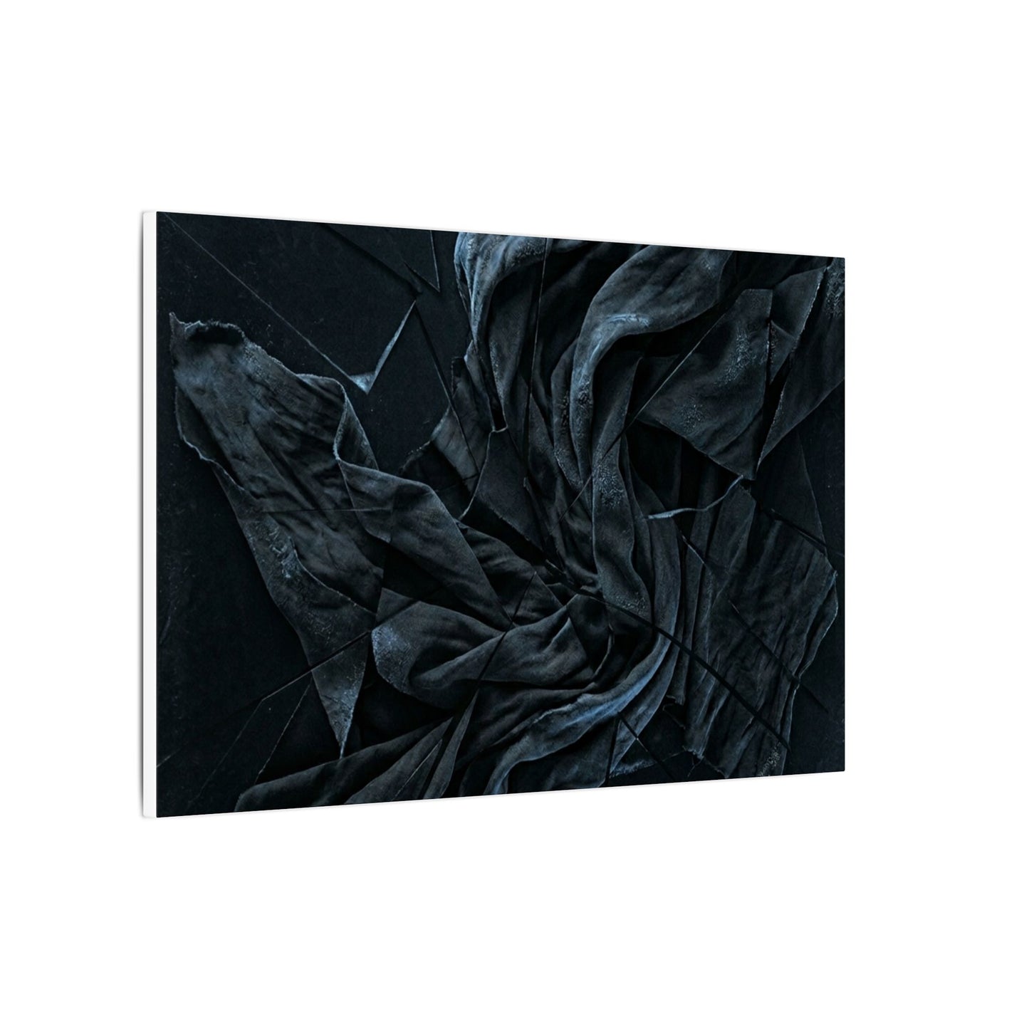 Dark Japandi Silk Drape in Moonlight | Moody Minimal Canvas Art