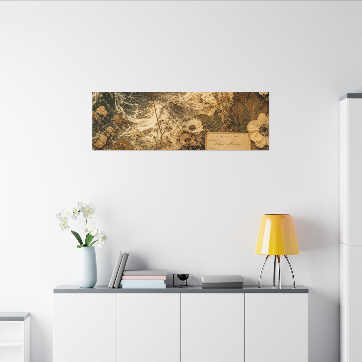 Spring Ocean Wave Herbarium Canvas Art | Nostalgic Decor