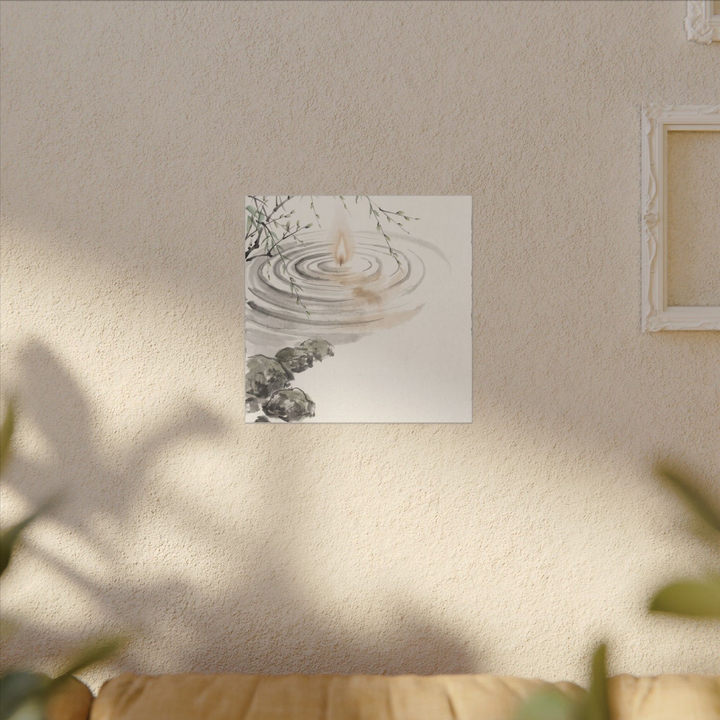 Water Ripple Sumi E Canvas Art | Tranquil Zen Art