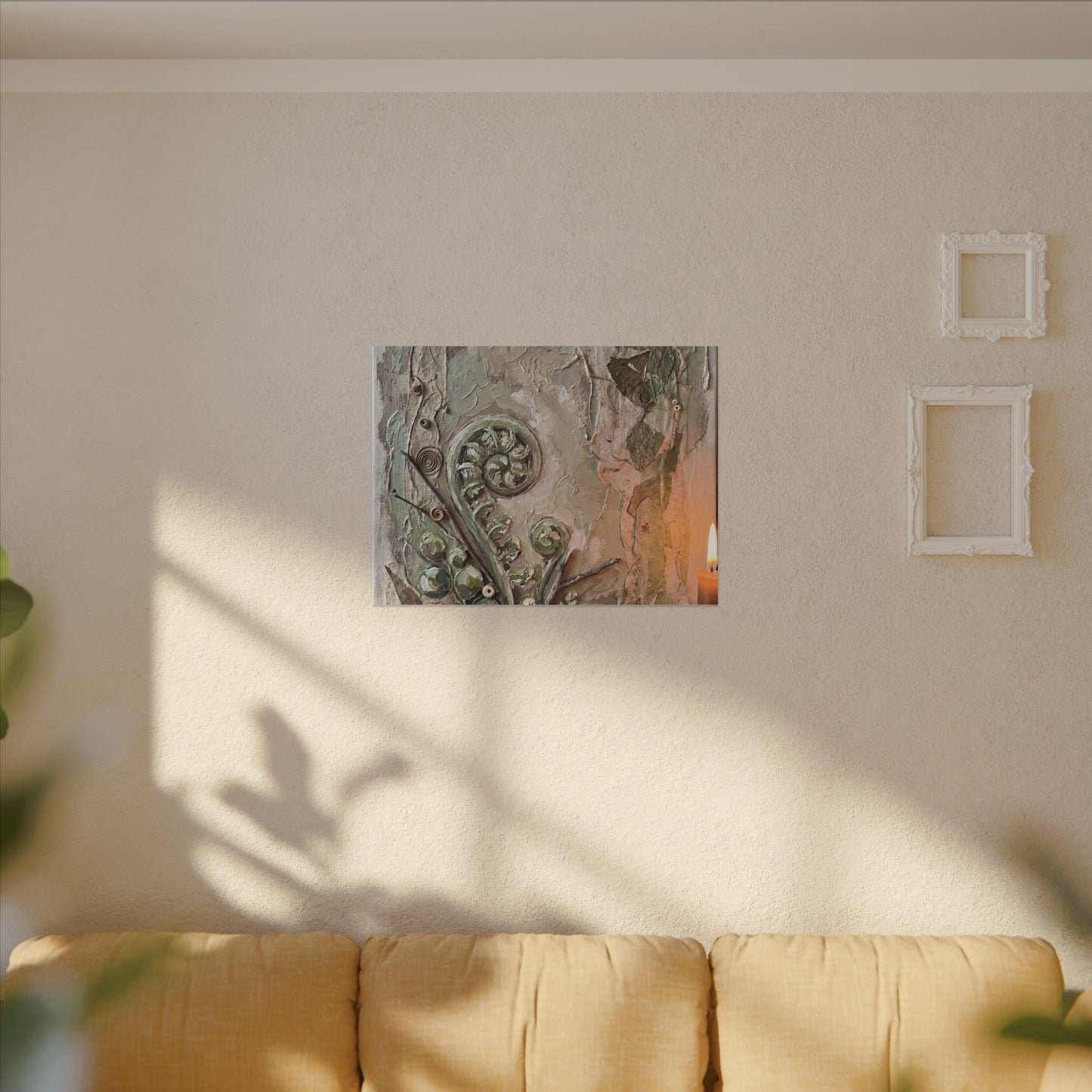 Datsuzoku Fern Unfurling Canvas Art - Japandi Texture