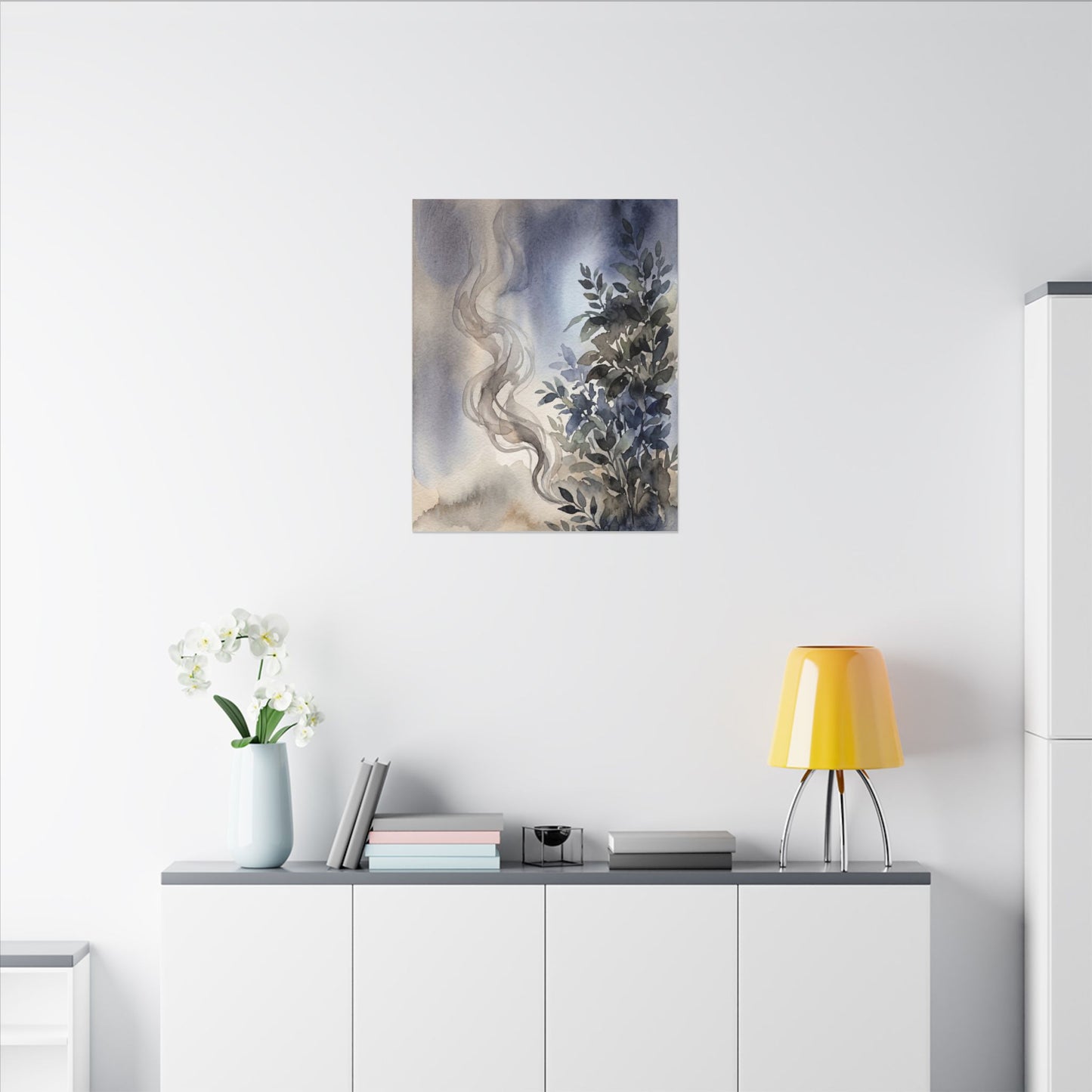 Incense Smoke Summer Canvas Art | Japandi Cozy Design