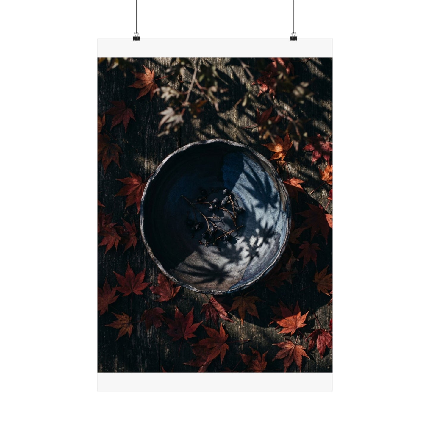 Kanso Ceramic Bowl Wall Art Print - Dark Japandi Shadow Zen