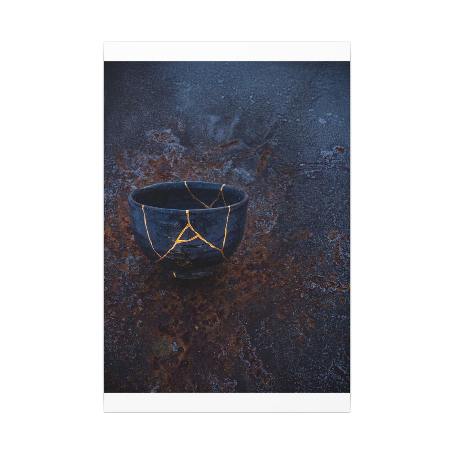 Rust Patina Winter Canvas Art | Kintsugi Healing Design