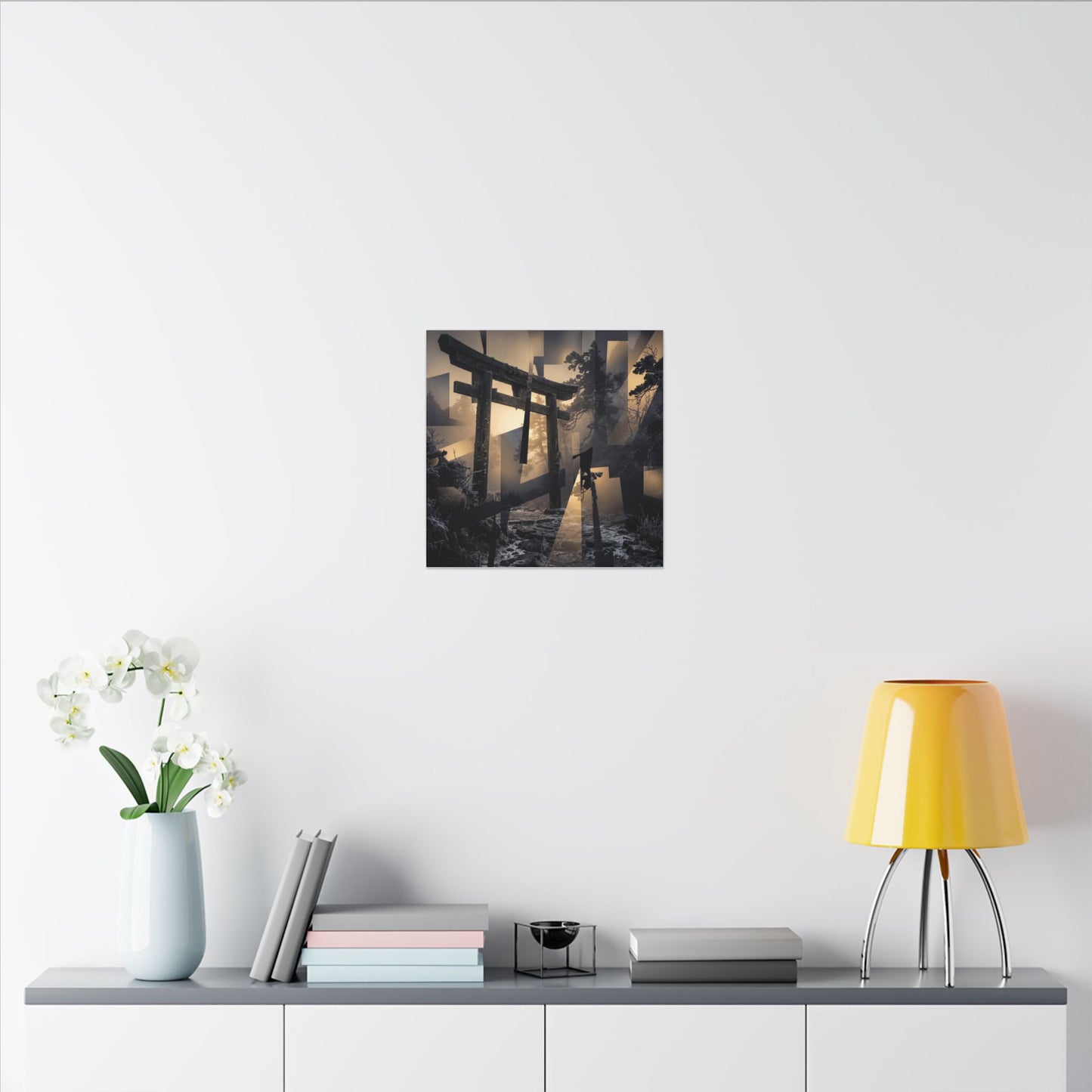 Winter Torii Gate Moody Minimal Canvas Art | Bold Decor