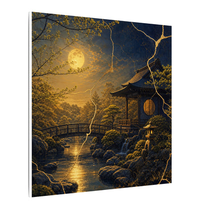 Spring Moonlit Garden Gold Vein Canvas Art | Resilient Decor