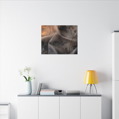 Japandi Silk Drape in Candlelight | Watercolor Canvas Art