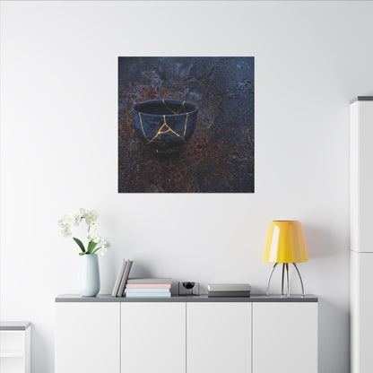 Rust Patina Winter Canvas Art | Kintsugi Healing Design