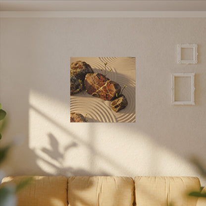 Kanso Rock Garden Canvas Art - Kintsugi Crackle Gold