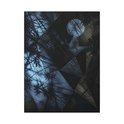 Shadow Play Winter Canvas Art | Dark Japandi Luxurious Design
