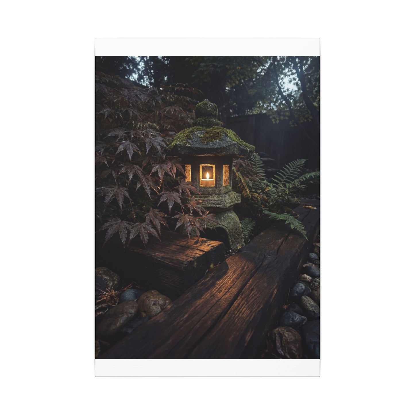 Moody Moonlit Garden Canvas Art - Shadow Zen Dark Japandi