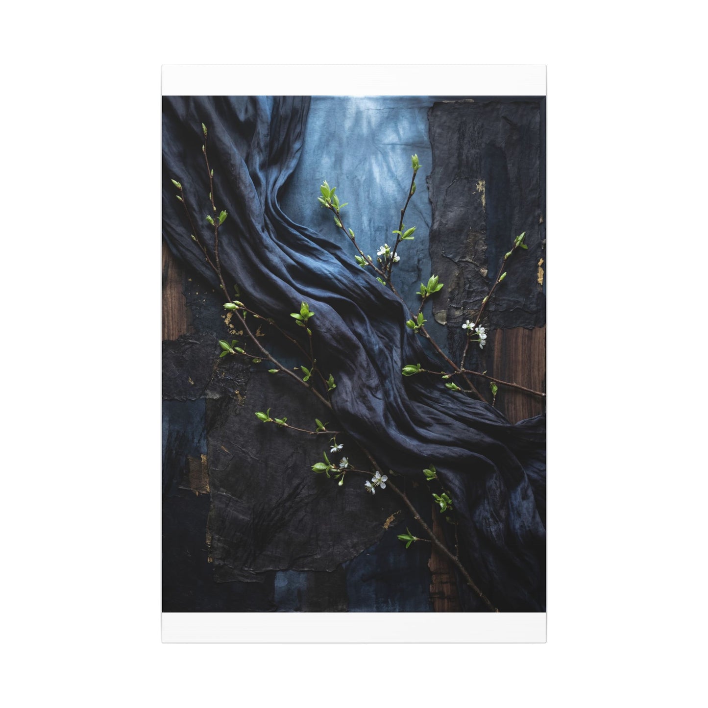 Spring Silk Drape Dark Texture Canvas Art | Atmospheric Decor