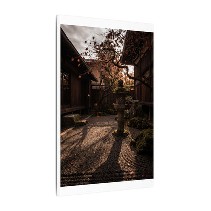 Seijaku Stone Lantern Canvas Art - Dark Japandi Shadow Zen