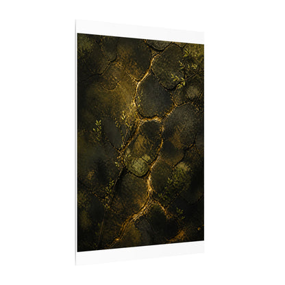 Shibui Cracked Earth Canvas Art - Dark Japandi Dark Texture