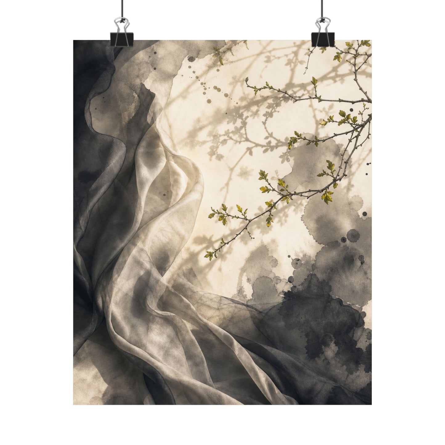 Silk Drape Spring Wall Art Print | Japandi Earthy Design