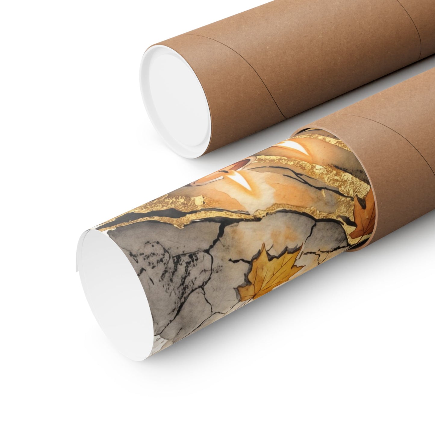 Japandi Cracked Earth in Candlelight | Watercolor Wall Art Print