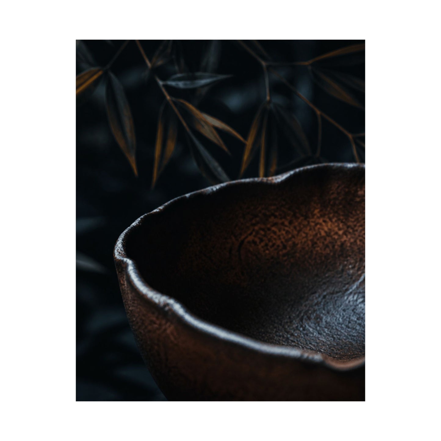 Moonlight Ceramic Bowl Wall Art Print - Dark Japandi Kanso