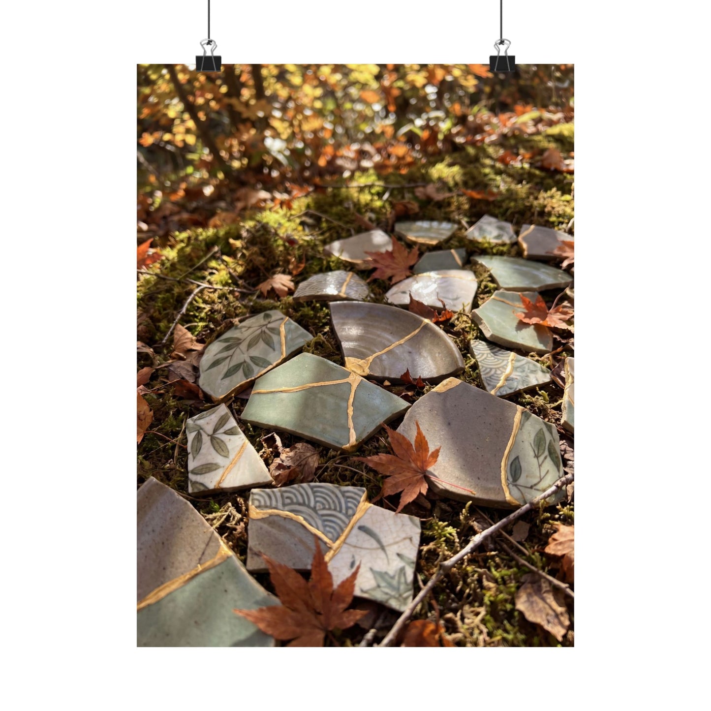 Japandi Broken Pottery in Dappled | Japanese Pattern Wall Art Print