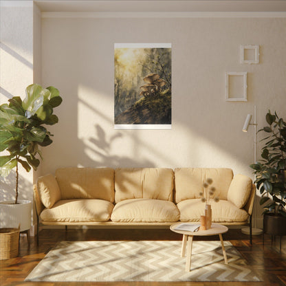 Wild Mushrooms Canvas Art | Spring Japandi Watercolor Art
