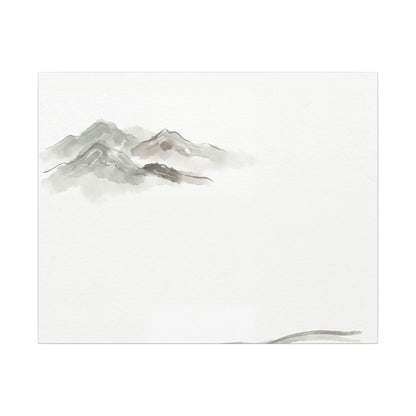 Winter Mountain Mist Minimal Line Canvas Art | Elegant Decor