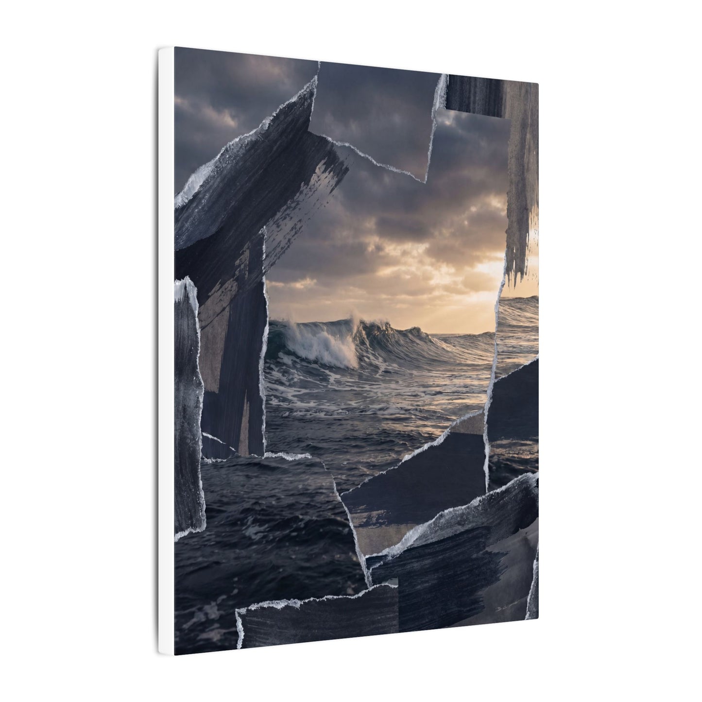 Fukinsei Ocean Wave Canvas Art - Dark Japandi Shadow Zen