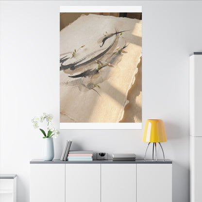 Ink Brushstroke Watercolor Canvas Art | Neutral Japandi Art