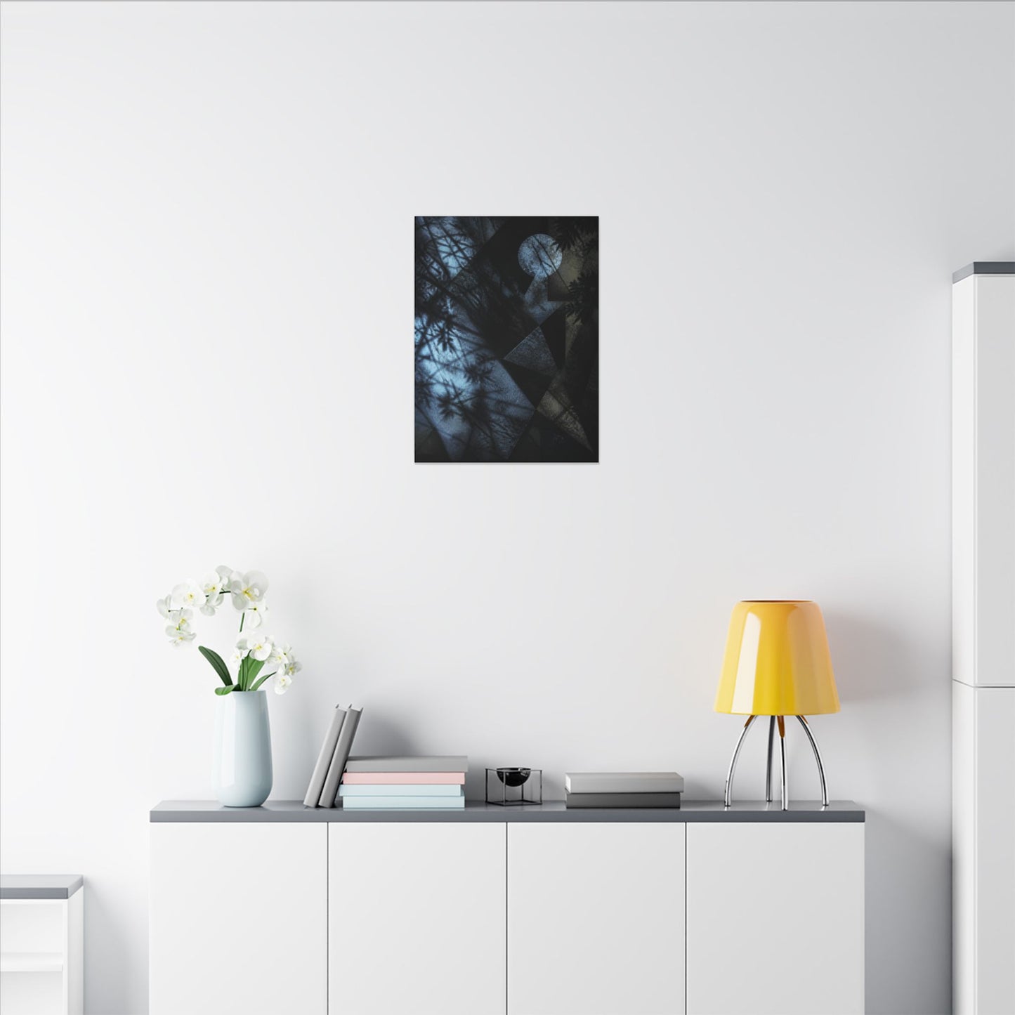 Shadow Play Winter Canvas Art | Dark Japandi Luxurious Design