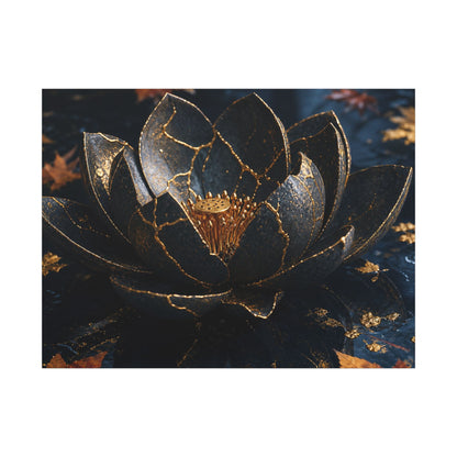 Moonlight Lotus Flower Canvas Art - Kintsugi Fukinsei