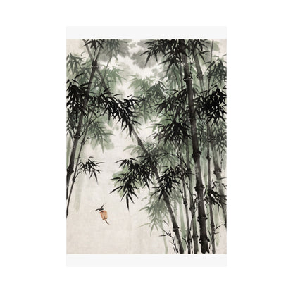 Bamboo Grove Sumi E Wall Art Print | Tranquil Zen Art
