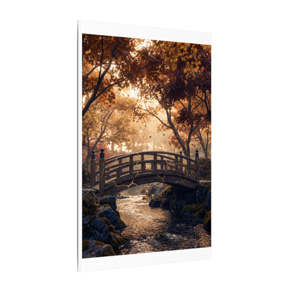Autumn Wooden Bridge Gold Vein Canvas Art | Resilient Decor