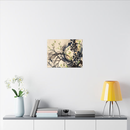 Ma Shadow Play Canvas Art - Dark Japandi Charcoal Ink