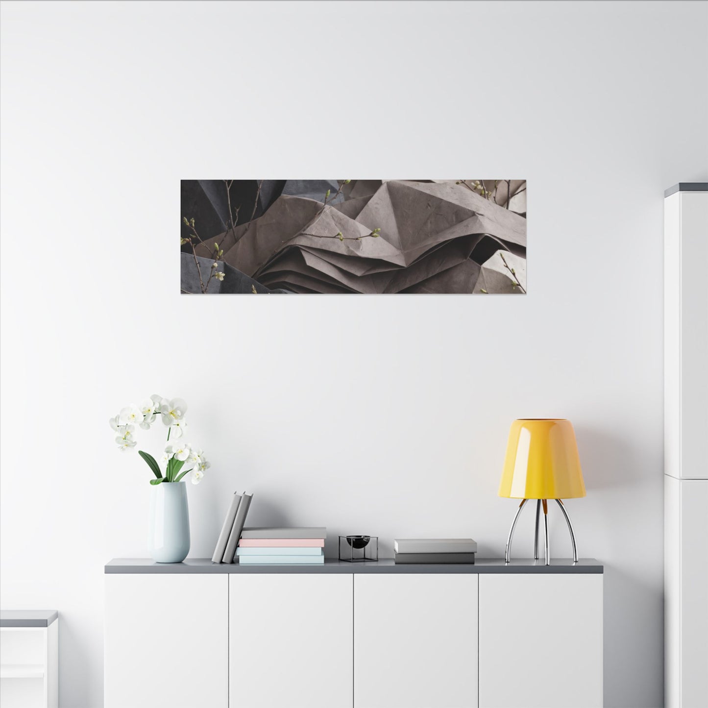 Neutral Paper Fold Canvas Art - Texture Japandi