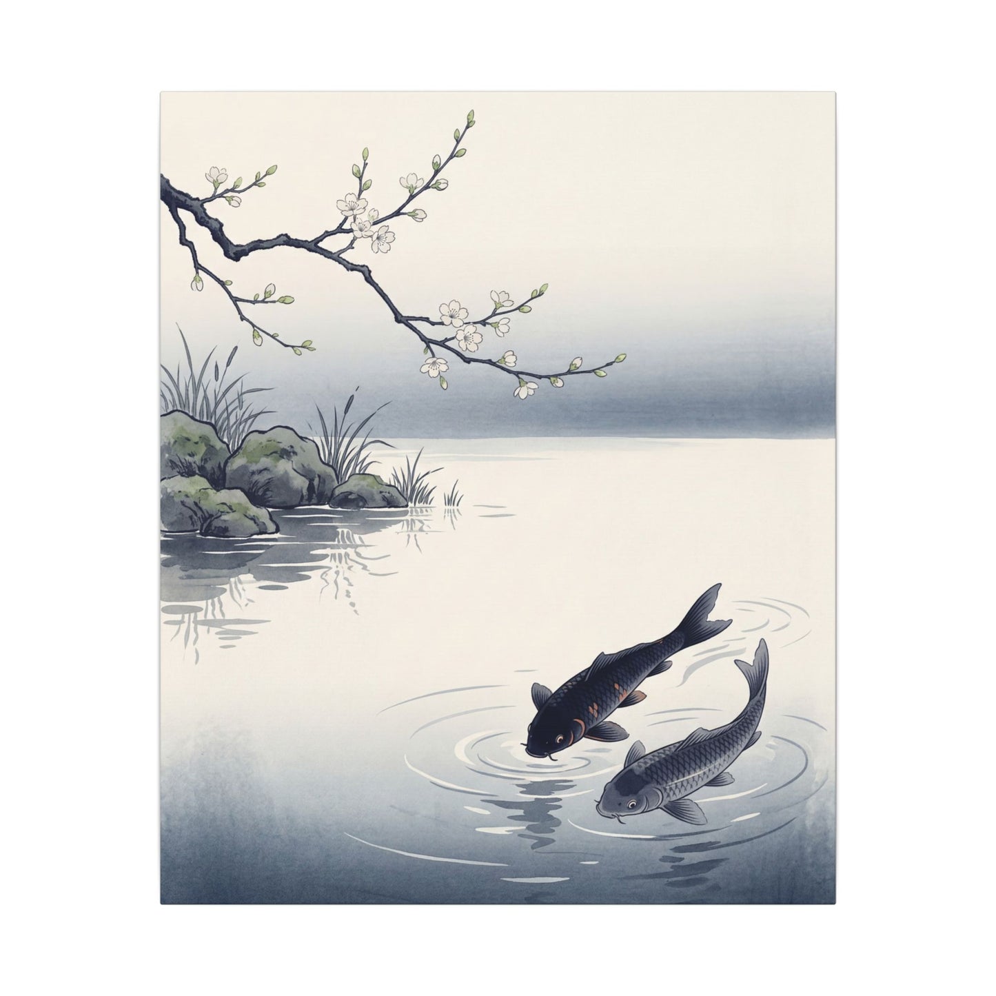 Ma Koi Pond Canvas Art - Zen Ukiyo E Inspired