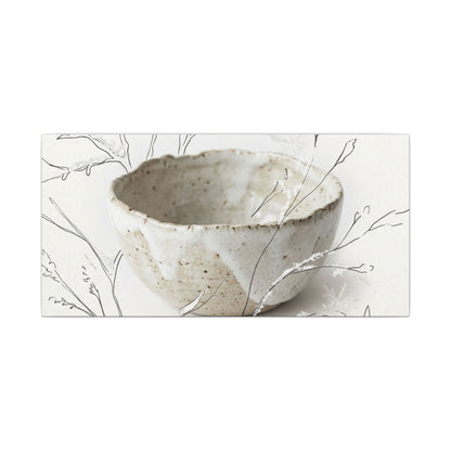 Neutral Ceramic Bowl Canvas Art - Minimal Line Japandi