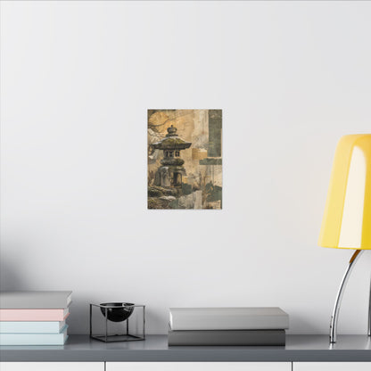 Elegant Stone Lantern Canvas Art - Texture Japandi