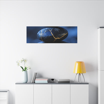 River Stones Canvas Art | Winter Kintsugi Gold Repair Art