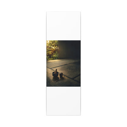 Dark Japandi Tea Ceremony in Golden Hour | Dark Texture Canvas Art
