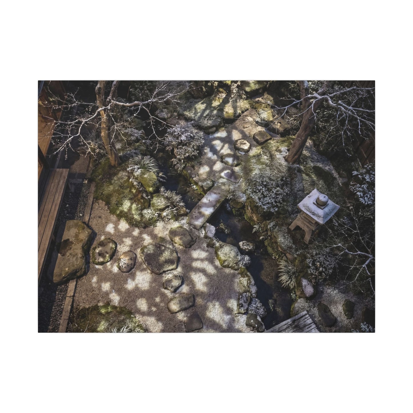 Moonlit Garden Japanese Pattern Canvas Art | Elegant Japandi Art Art Print