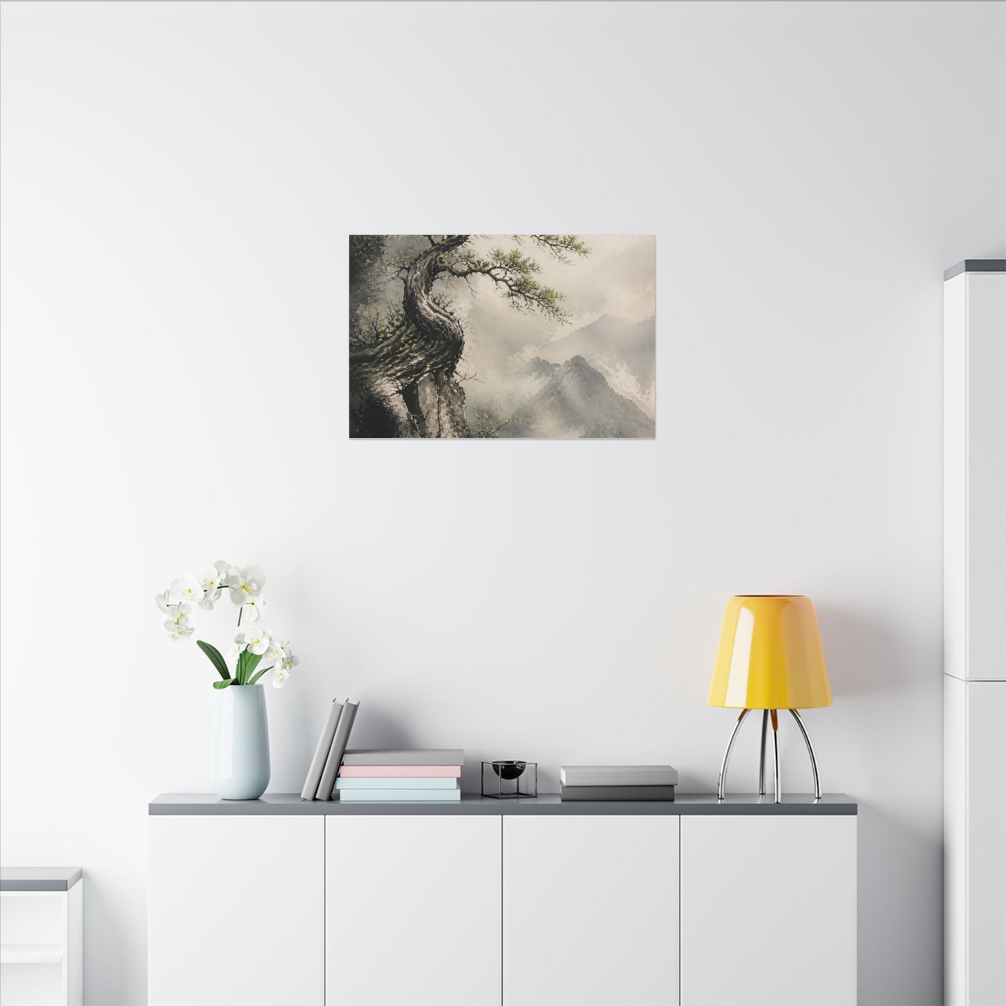 Spring Pine Tree Watercolor Canvas Art | Warm Decor