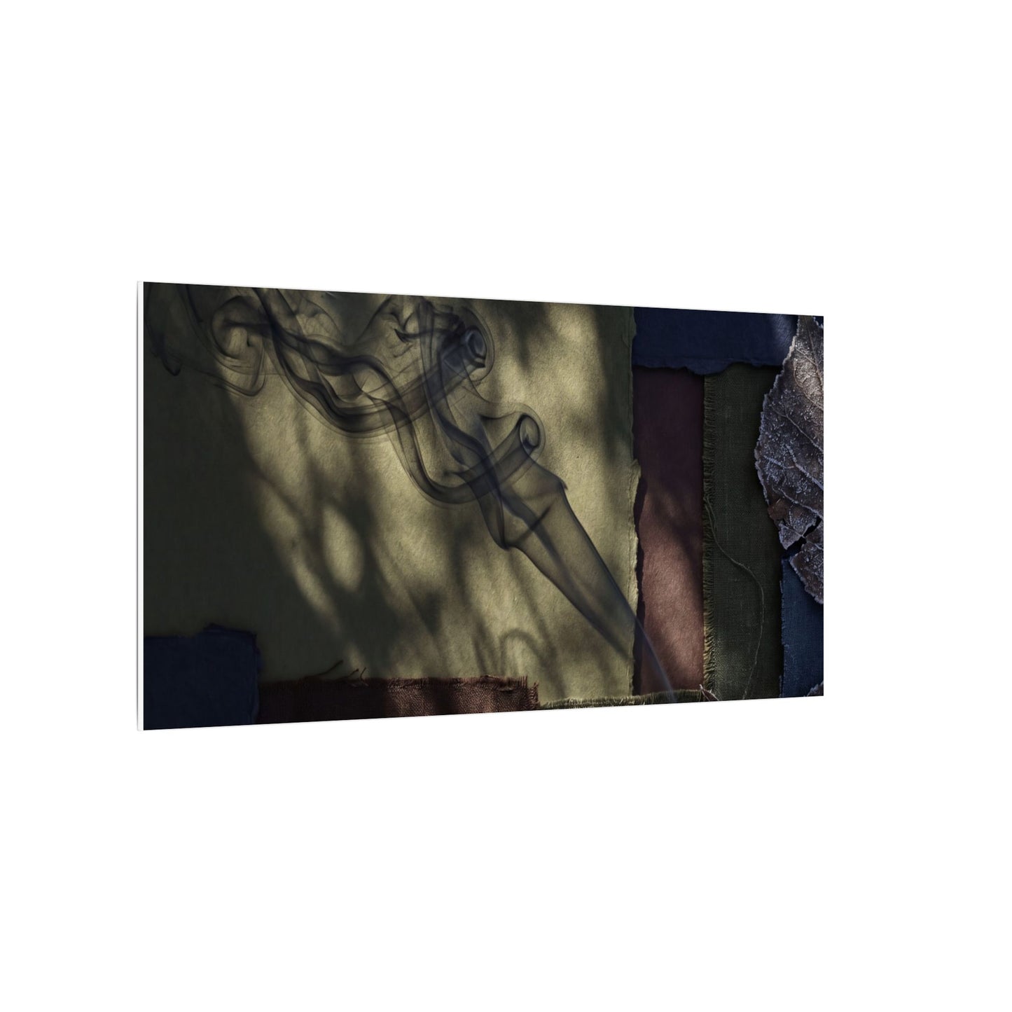 Ma Incense Smoke Canvas Art - Dark Japandi Dark Texture