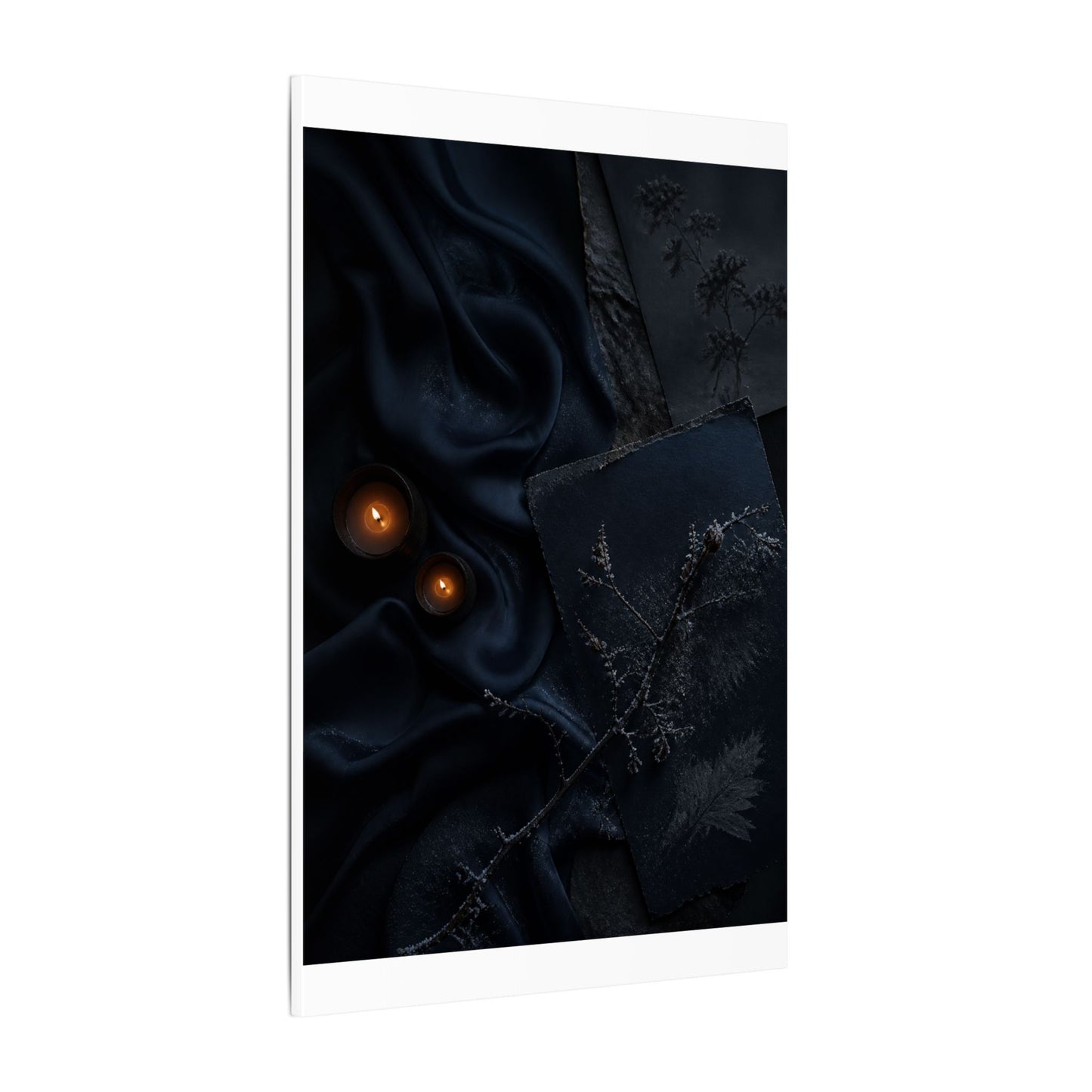 Candlelight Silk Drape Canvas Art - Dark Japandi Kanso