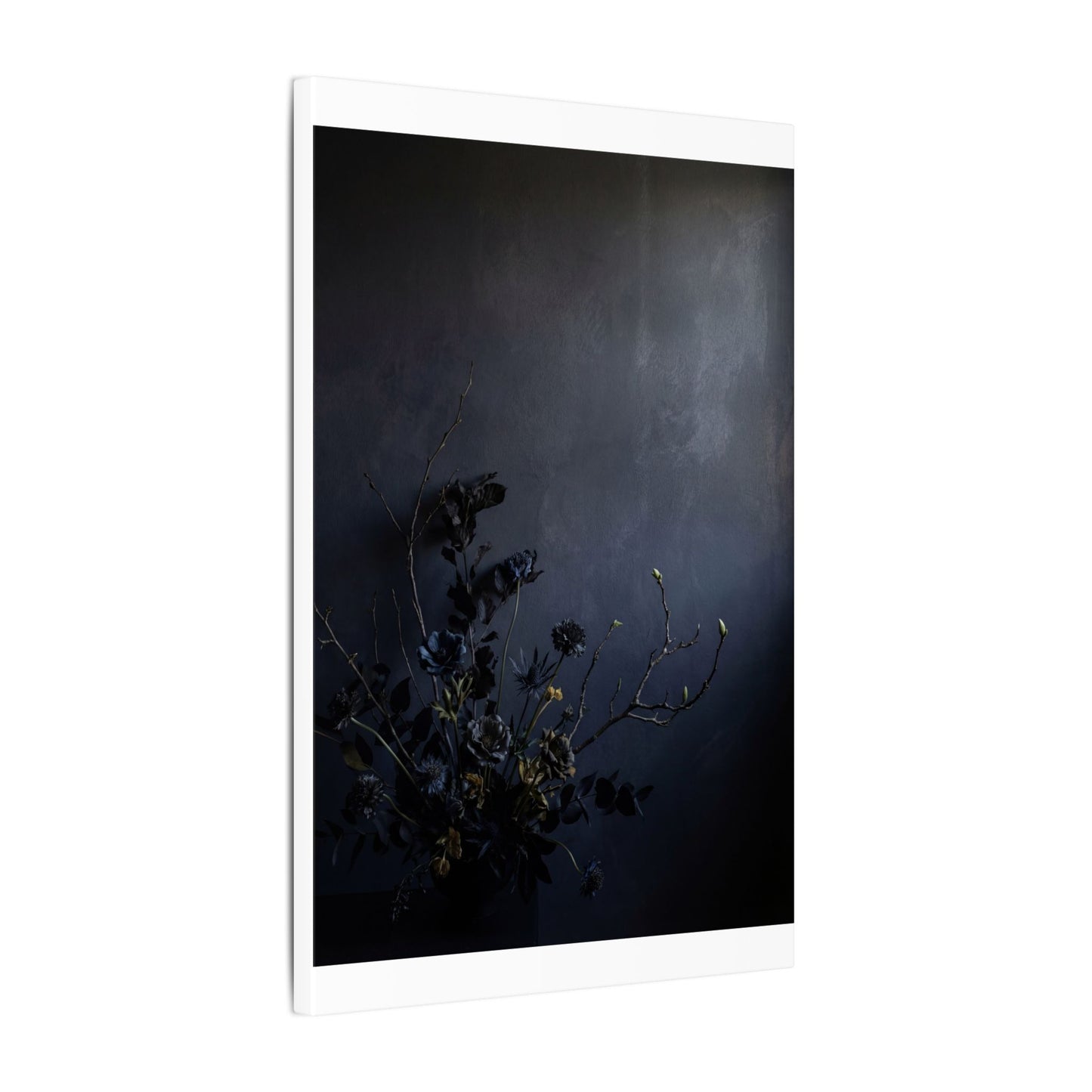 Dried Flowers Spring Canvas Art | Dark Japandi Moody Design