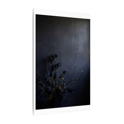 Dried Flowers Spring Canvas Art | Dark Japandi Moody Design