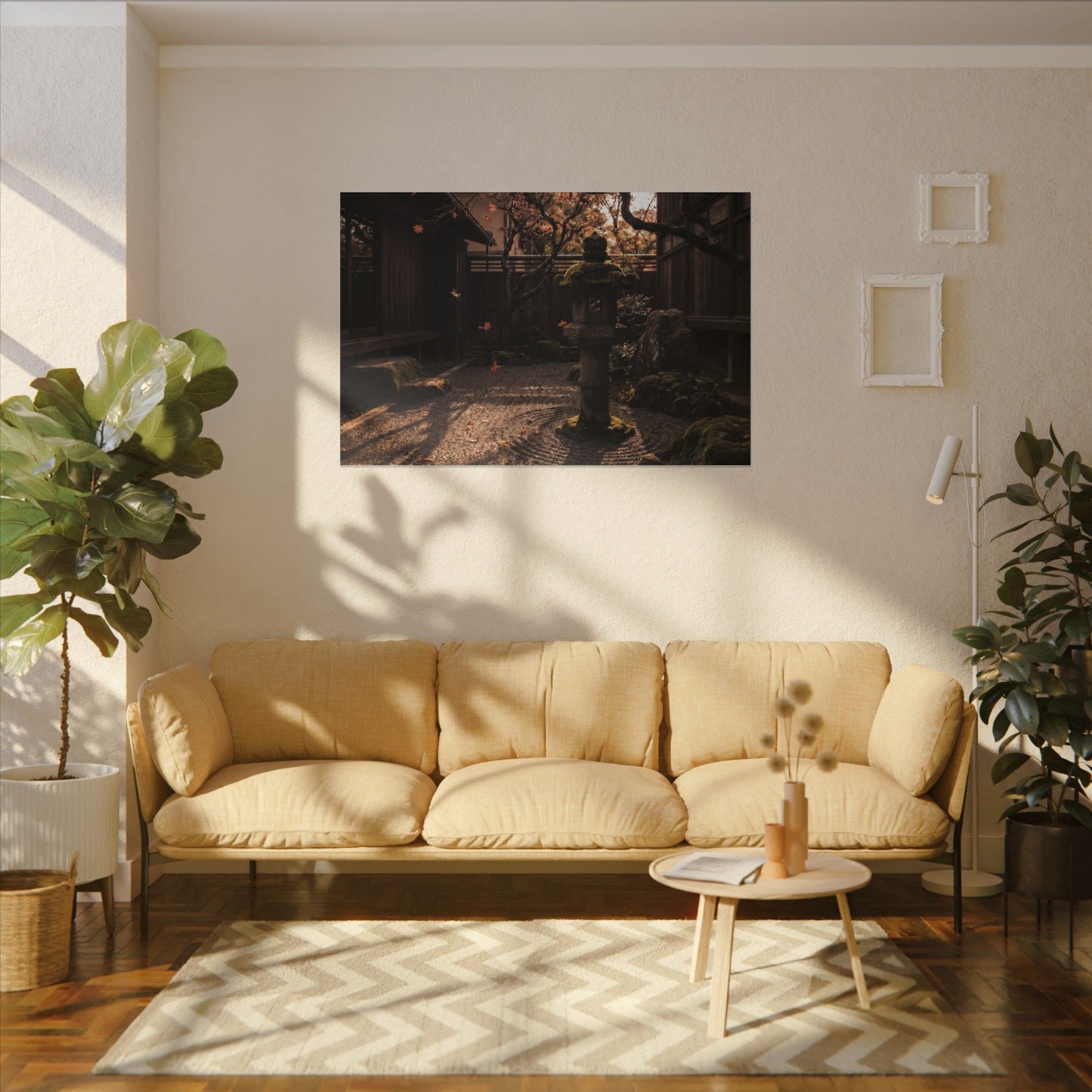 Seijaku Stone Lantern Canvas Art - Dark Japandi Shadow Zen