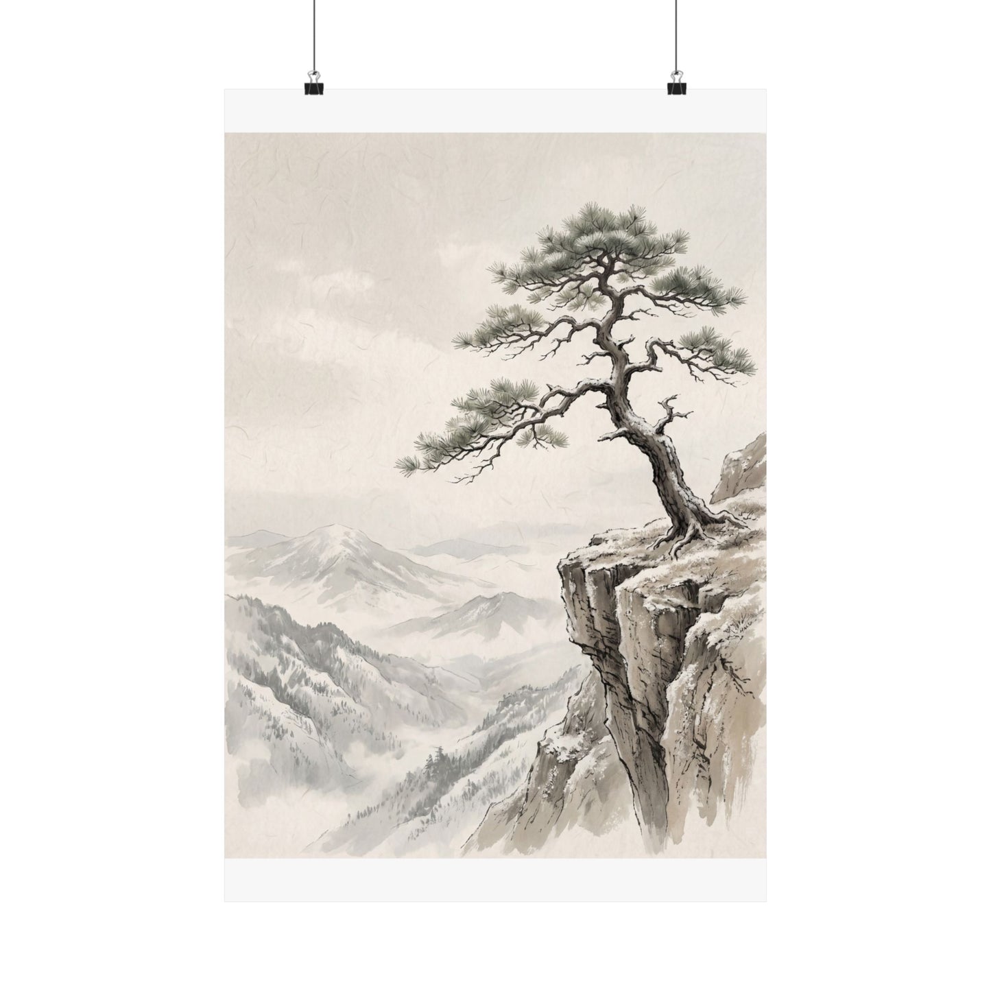 Pine Tree Wall Art Print | Winter Japandi Japanese Pattern Art