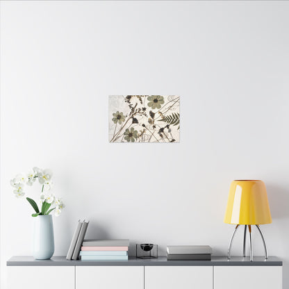 Japandi Dried Flowers in Golden Hour | Japanese Pattern Canvas Art
